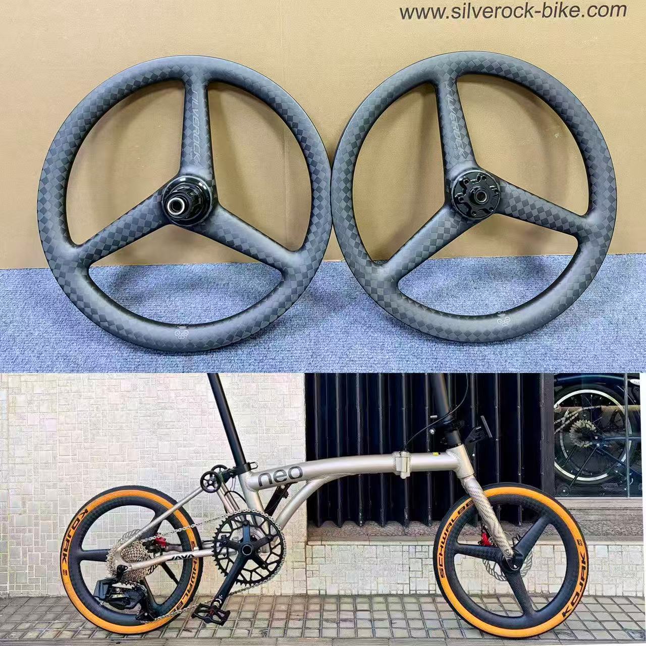 SILVEROCK NEO Carbon Trispoke Wheels 16in 349 Disc Brake Thru Axle 74mm 142mm for JAVA NEO Trifold Folding Bikes
