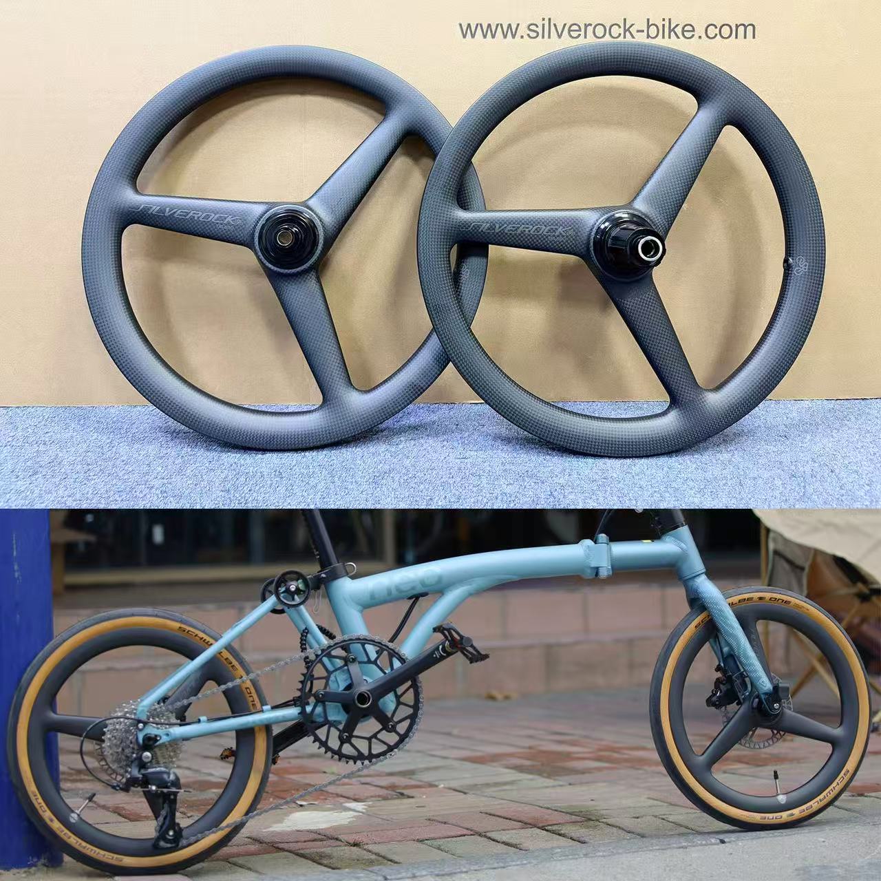 SILVEROCK NEO Carbon Trispoke Wheels 16in 349 Disc Brake Thru Axle 74mm 142mm for JAVA NEO Trifold Folding Bikes